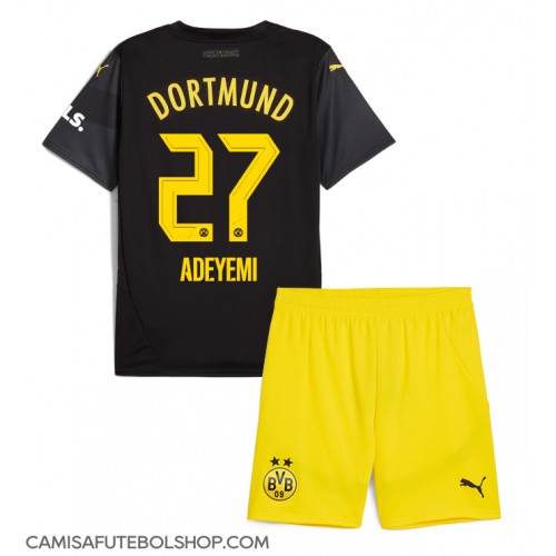 Camisa de time de futebol Borussia Dortmund Karim Adeyemi #27 Replicas 2º Equipamento Infantil 2024-25 Manga Curta (+ Calças curtas)